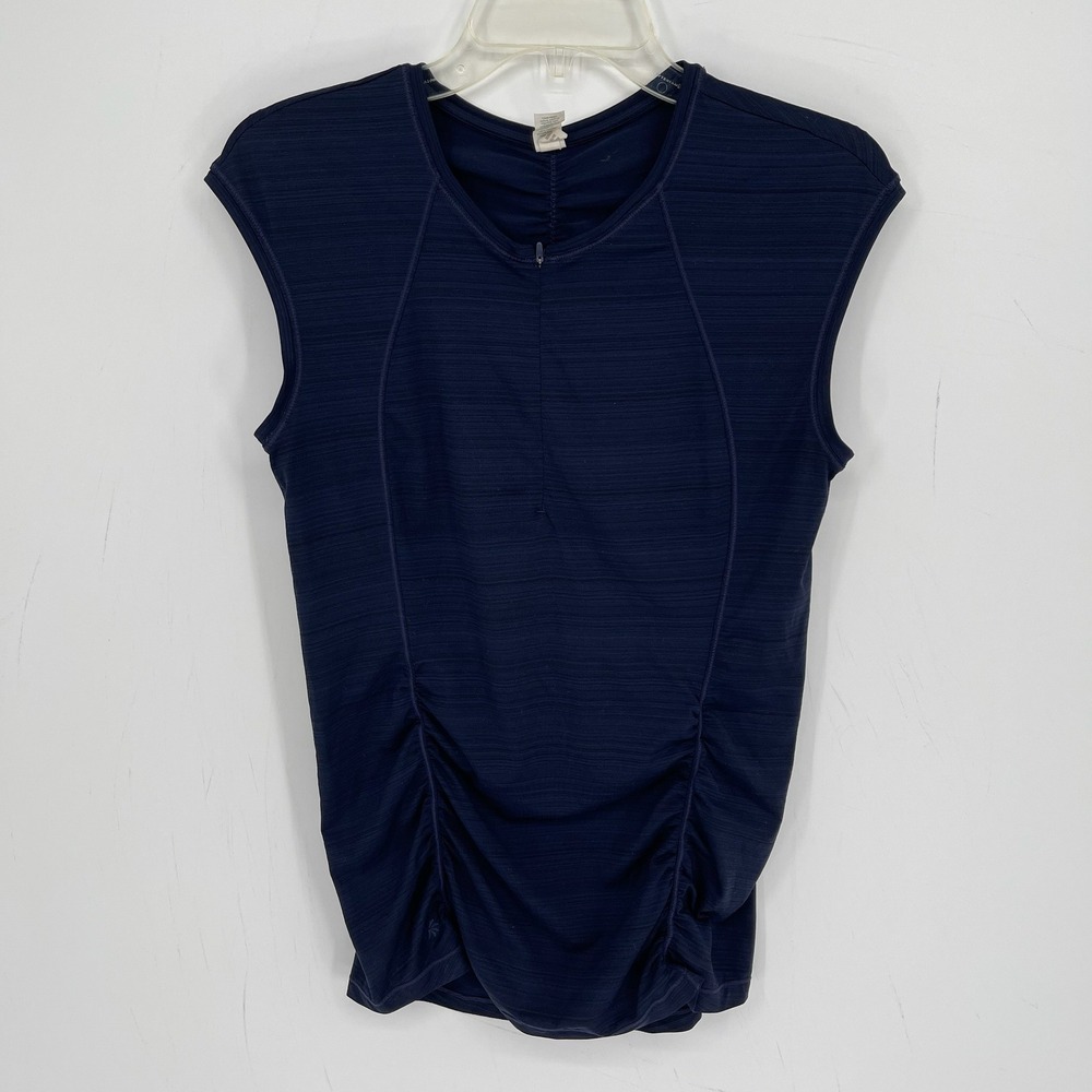 Athleta Women's Blue Ruched 1/4 Zip Pacifica Contoured Active Tank Top Size S